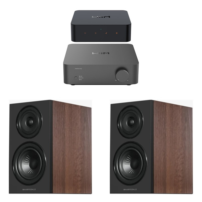 Pack WiiM Vibelink Amp + WiiM Pro + Wharfedale Diamond 12.1i, acabado Classic Walnut