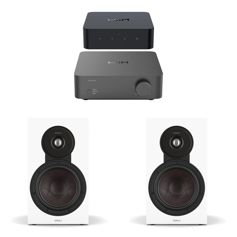 Pack WiiM Vibelink Amp + WiiM Pro Plus + DALI Sonik 3, acabado White