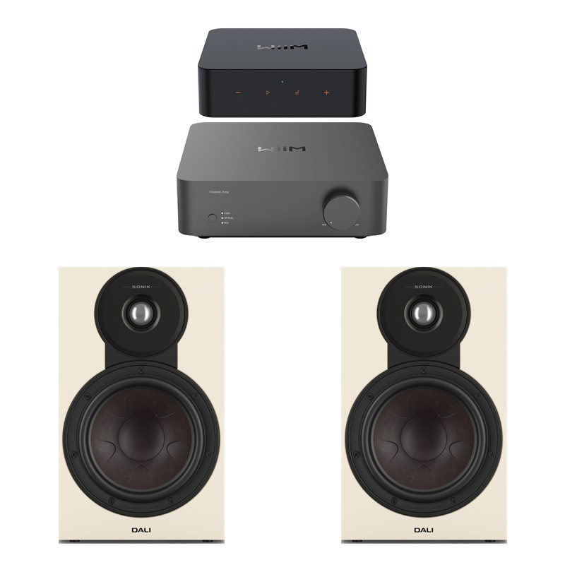 Pack WiiM Vibelink Amp + WiiM Pro Plus + DALI Sonik 3, acabado Natural Oak