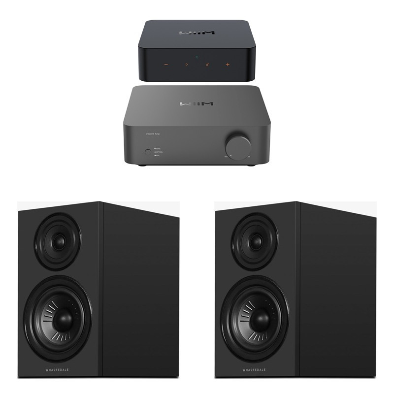 Pack WiiM Vibelink Amp + WiiM Pro Plus + Wharfedale Diamond 12.2i, acabado All Black