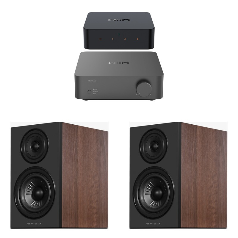 Pack WiiM Vibelink Amp + WiiM Pro Plus + Wharfedale Diamond 12.2i, acabado Classic Walnut