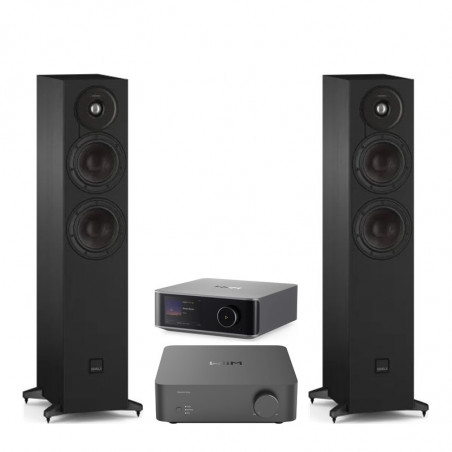 Pack WiiM Vibelink Amp + WiiM Ultra + DALI Sonik 5, acabado Black Ash