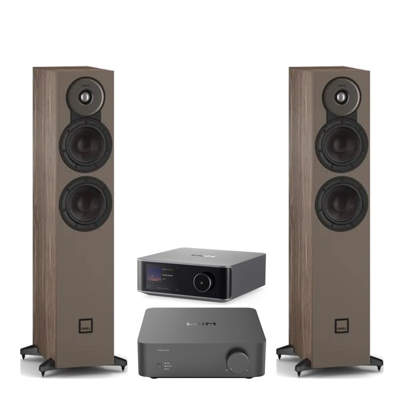 Pack WiiM Vibelink Amp + WiiM Ultra + DALI Sonik 5, acabado Walnut
