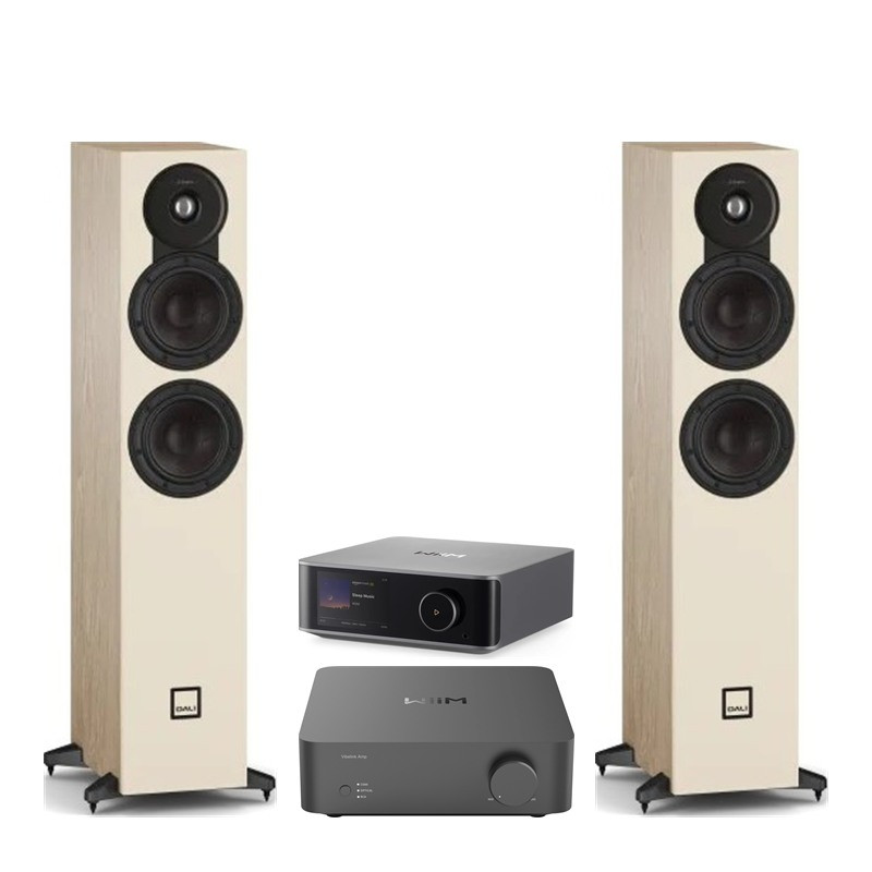 Pack WiiM Vibelink Amp + WiiM Ultra + DALI Sonik 5, acabado Natural Oak