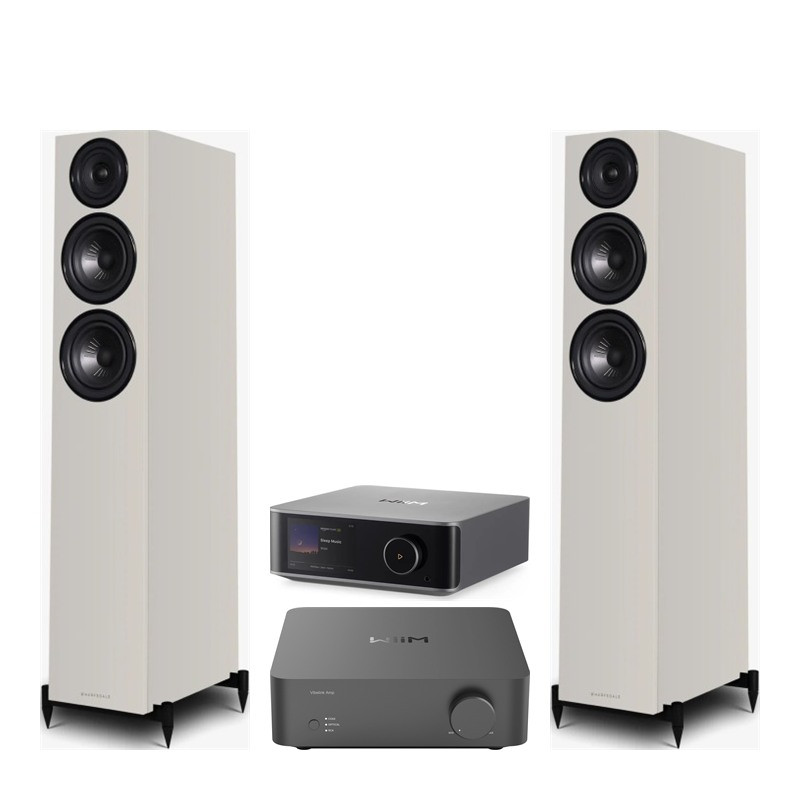 Pack WiiM Vibelink Amp + WiiM Ultra + Wharfedale Diamond 12.3i, acabado Stone Grey