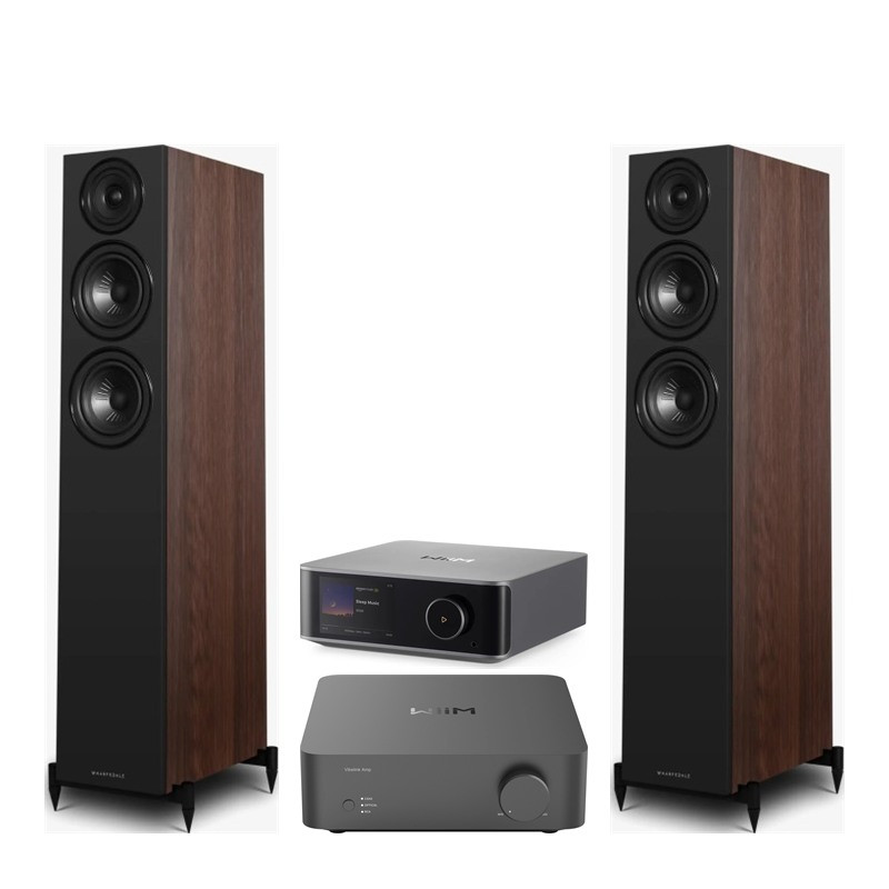 Pack WiiM Vibelink Amp + WiiM Ultra + Wharfedale Diamond 12.3i, acabado Classic Walnut