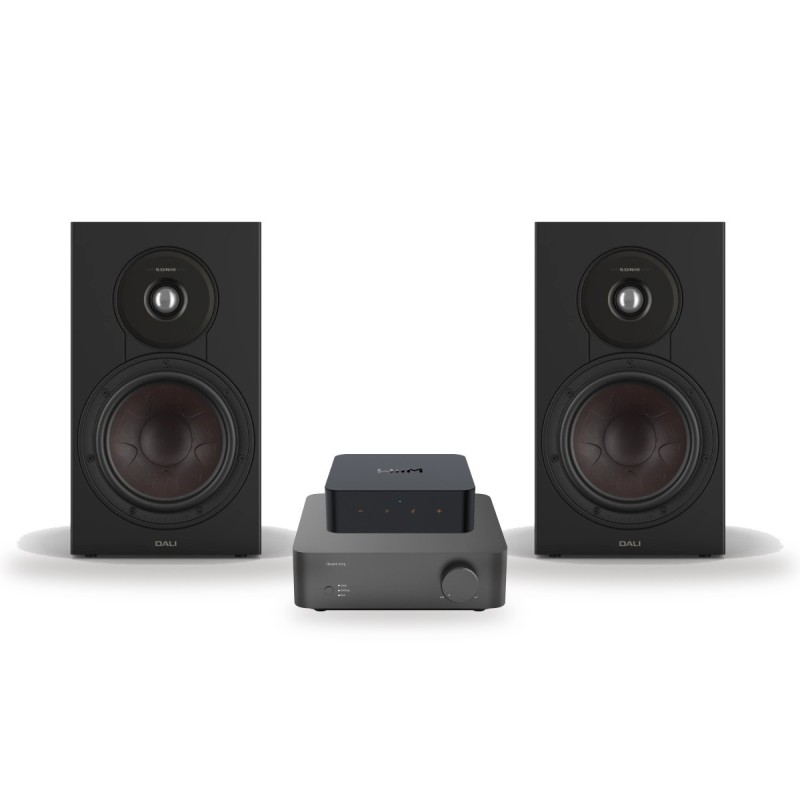Pack WiiM Vibelink Amp + WiiM Pro + DALI Sonik 3, acabado Black Ash