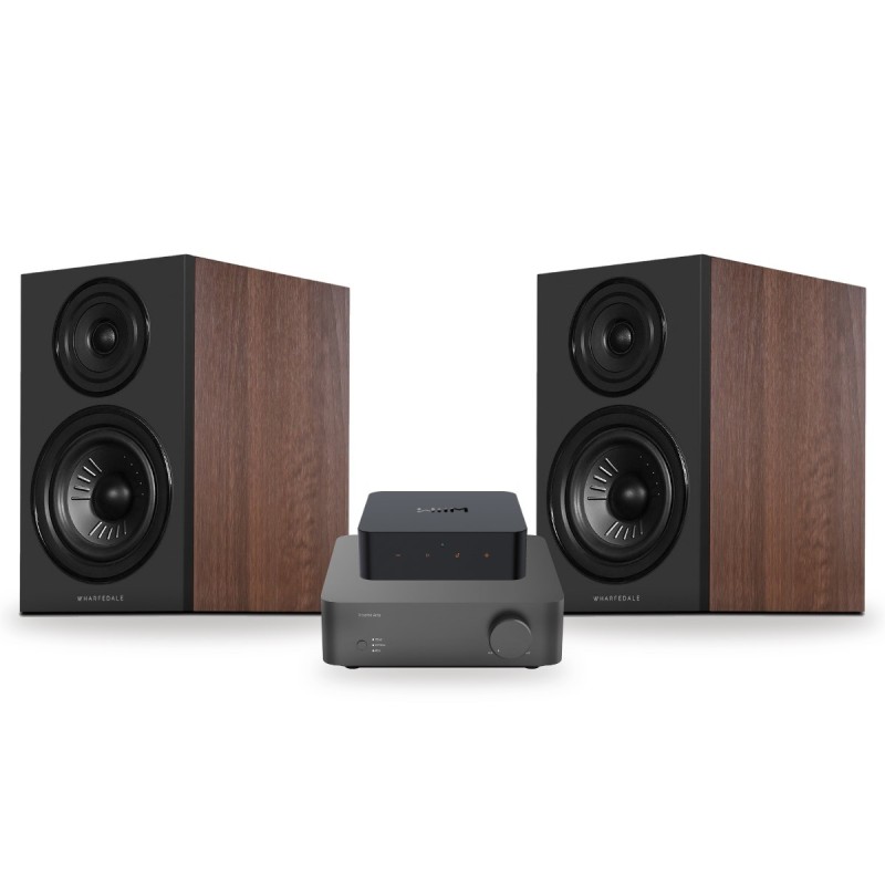 Pack WiiM Vibelink Amp + WiiM Pro + Wharfedale Diamond 12.2i, acabado Classic Walnut