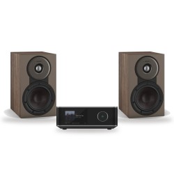 Pack WiiM Amp Ultra + DALI Sonik 1, acabado Walnut