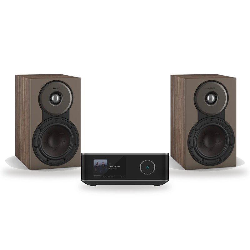 Pack WiiM Amp Ultra + DALI Sonik 1, acabado Walnut