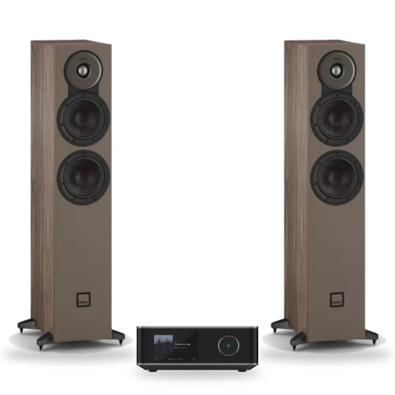 Pack WiiM Amp Ultra + DALI Sonik 5, acabado Walnut