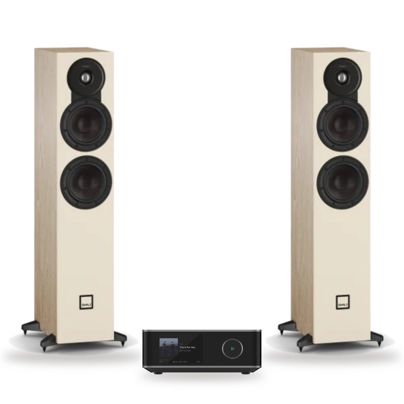 Pack WiiM Amp Ultra + DALI Sonik 5, acabado Natural Oak