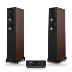 Pack WiiM Amp Ultra + Wharfedale Diamond 12.3i, acabado Classic Walnut