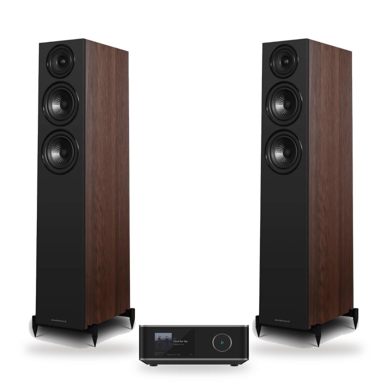Pack WiiM Amp Ultra + Wharfedale Diamond 12.3i, acabado Classic Walnut