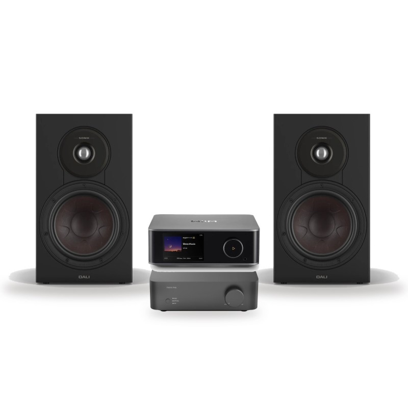 Pack WiiM Vibelink Amp + WiiM Ultra + DALI Sonik 3, acabado Black Ash