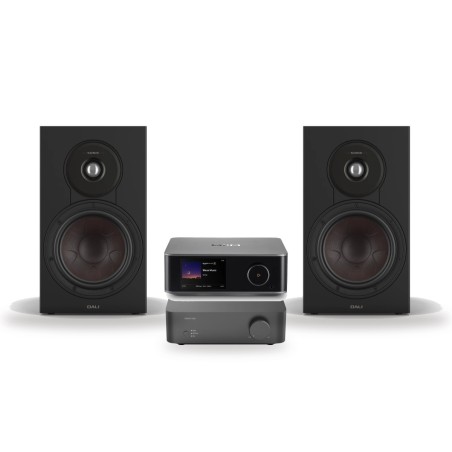 Pack WiiM Vibelink Amp + WiiM Ultra + DALI Sonik 3, acabado Black Ash