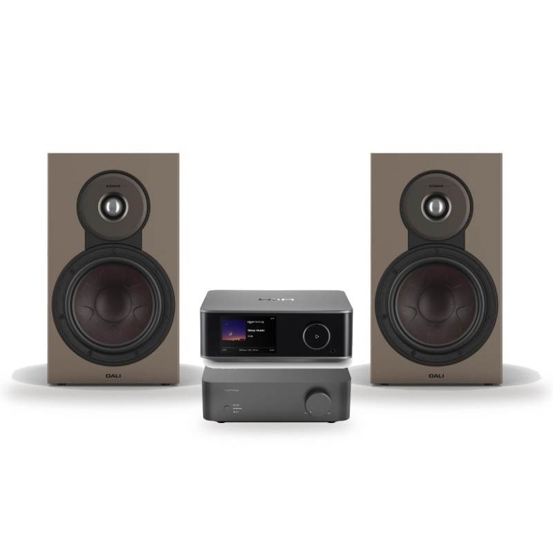 Pack WiiM Vibelink Amp + WiiM Ultra + DALI Sonik 3, acabado Walnut