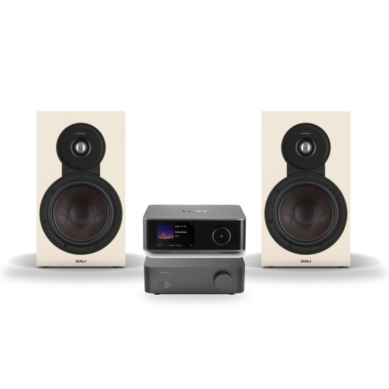 Pack WiiM Vibelink Amp + WiiM Ultra + DALI Sonik 3, acabado Natural Oak