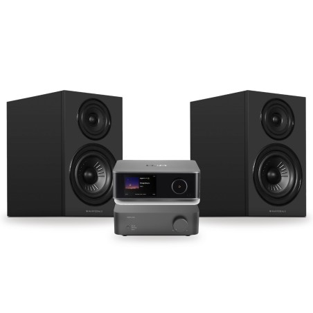 Pack WiiM Vibelink Amp + WiiM Ultra + Wharfedale Diamond 12.2i, acabado All Black