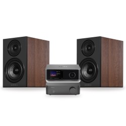Pack WiiM Vibelink Amp + WiiM Ultra + Wharfedale Diamond 12.2i, acabado Classic Walnut