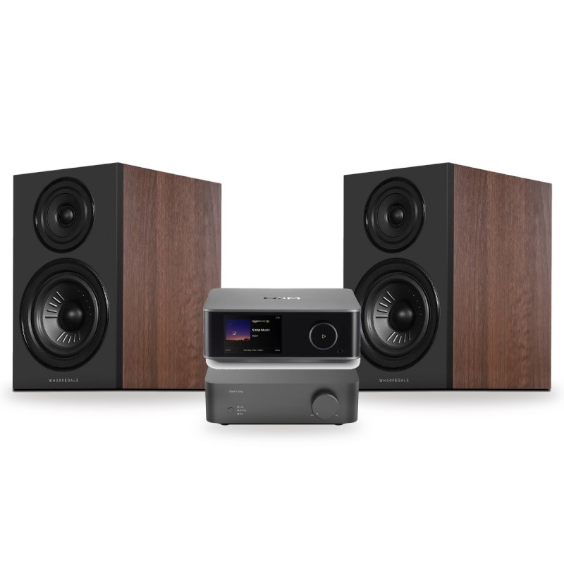 Pack WiiM Vibelink Amp + WiiM Ultra + Wharfedale Diamond 12.2i, acabado Classic Walnut
