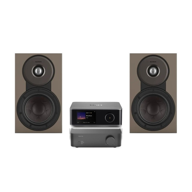 Pack WiiM Vibelink Amp + WiiM Ultra + DALI Sonik 1, acabado Walnut