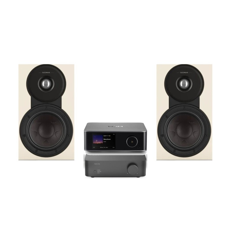 Pack WiiM Vibelink Amp + WiiM Ultra + DALI Sonik 1, acabado Natural Oak