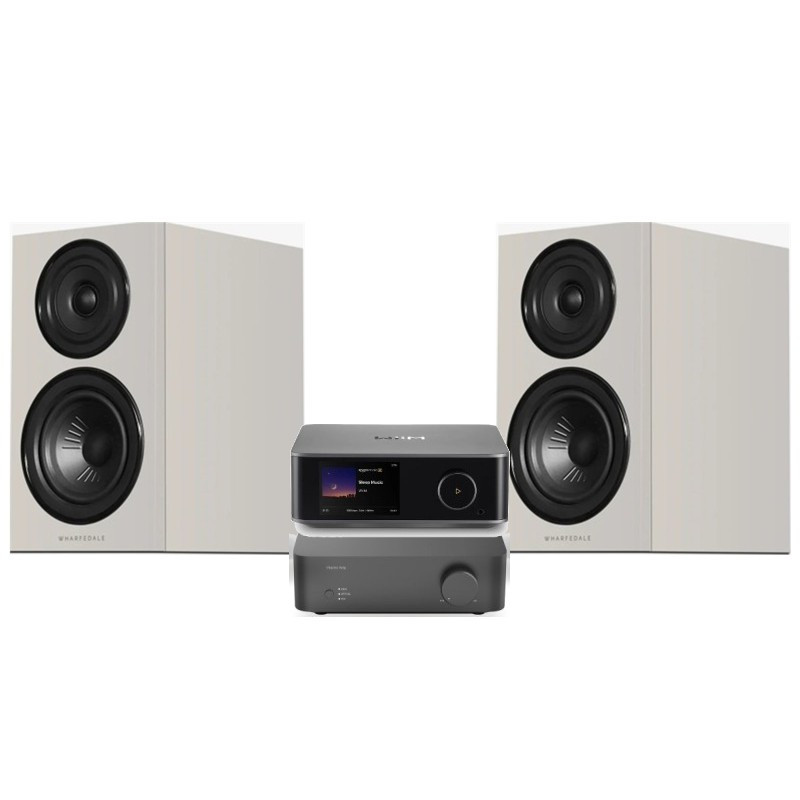 Pack WiiM Vibelink Amp + WiiM Ultra + Wharfedale Diamond 12.1i, acabado Stone Grey
