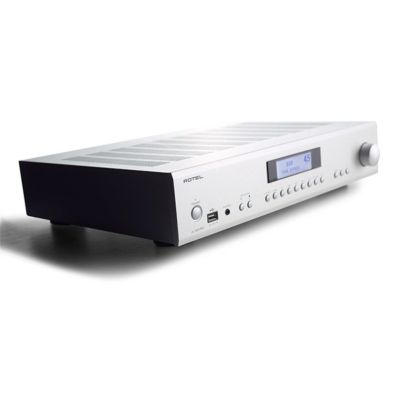 Rotel A12 MkII, en ángulo, plata