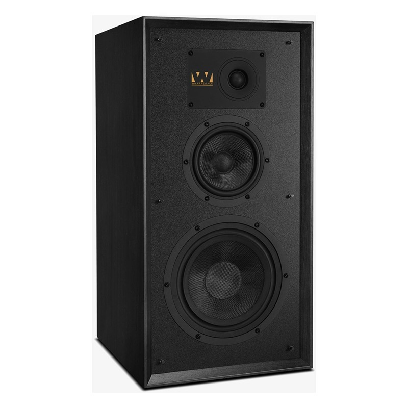 Wharfedale Super Linton en negro, vista en ángulo desde el otro lado