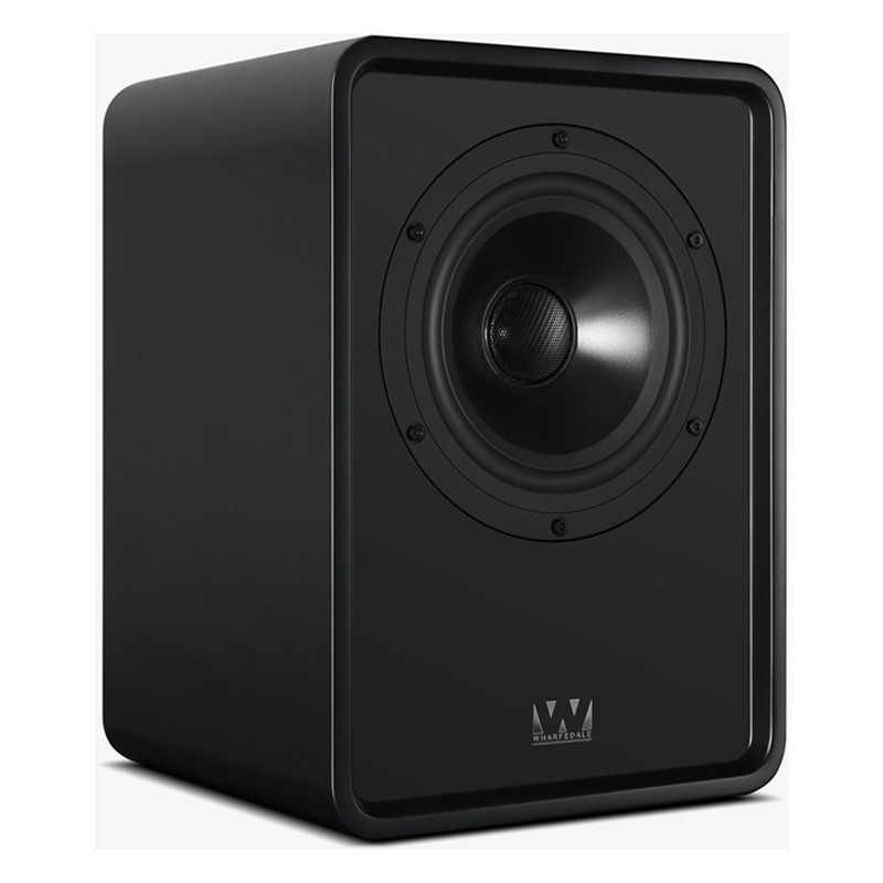 Wharfedale Denton 1S en negro, vista en ángulo desde el otro lado