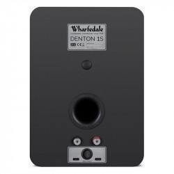 Wharfedale Denton 1S en negro, trasera con puerto, rosca de pared y terminales