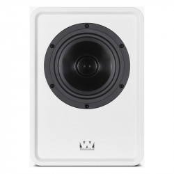 Wharfedale Denton 1S en blanco, frontal sin rejilla
