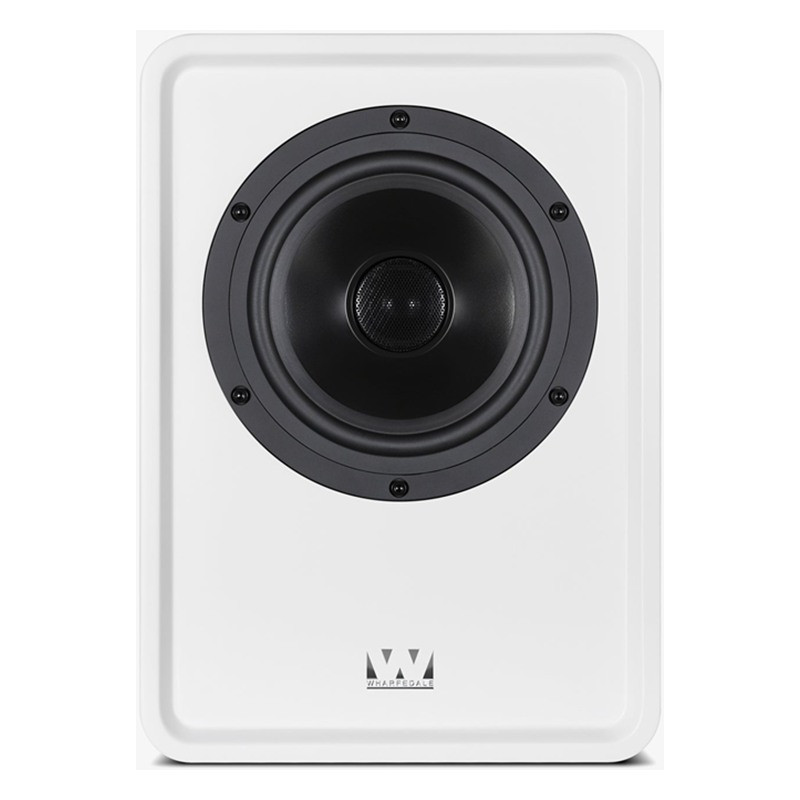 Wharfedale Denton 1S en blanco, frontal sin rejilla