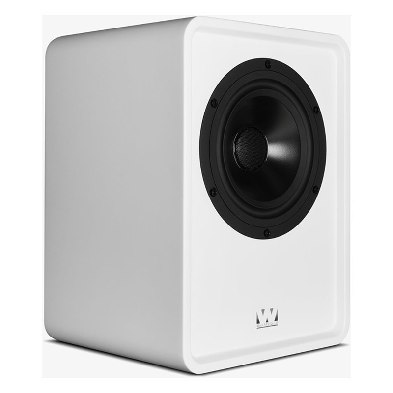 Wharfedale Denton 1S en blanco, vista en ángulo desde el otro lado
