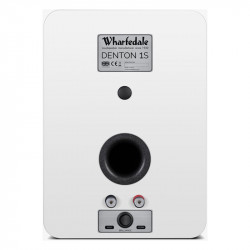 Wharfedale Denton 1S en blanco, trasera con puerto, rosca de pared y terminales