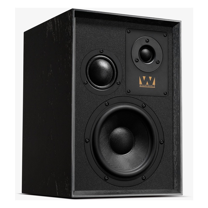 Wharfedale Super Denton en negro, vista en ángulo desde el otro lado