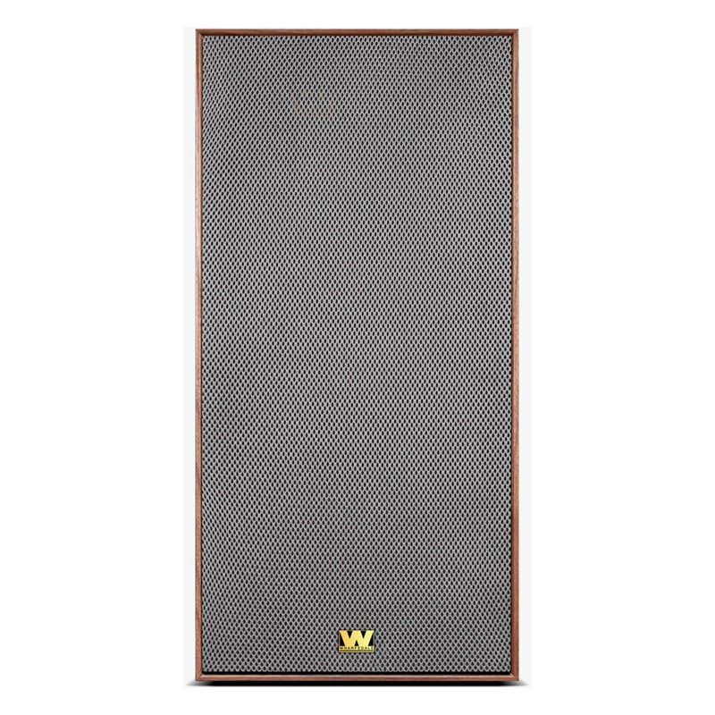 Wharfedale Rejillas Vintage Grey para Super Linton, Rejilla Vintage Grey montada en un Super Linton nogal