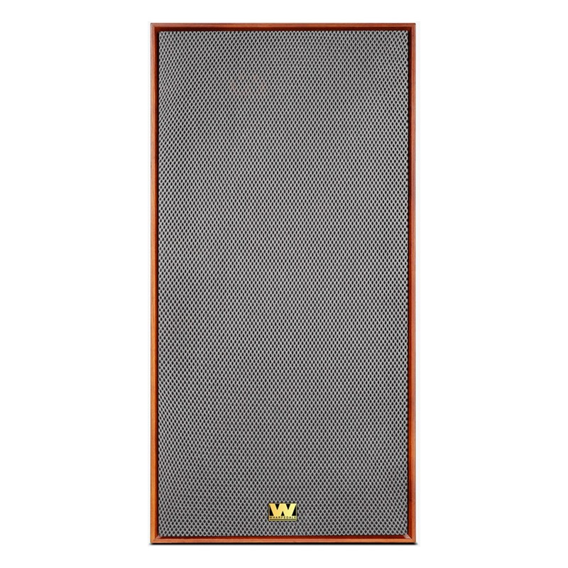 Wharfedale Rejillas Vintage Grey para Super Linton, Rejilla Vintage Grey montada en un Super Linton caoba