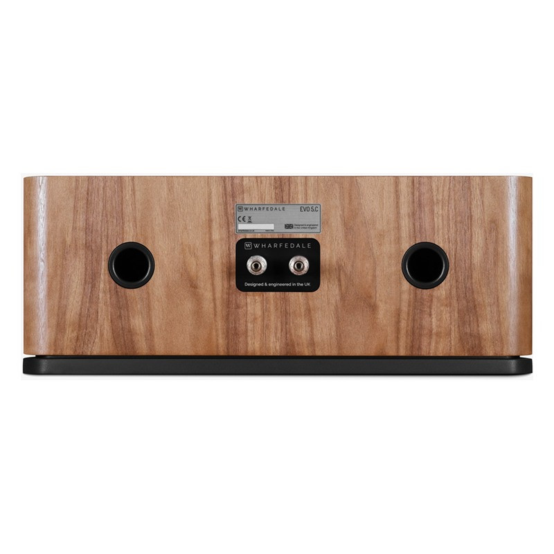 Wharfedale EVO 5.C, vista trasera con bornes y los dos puertos de graves