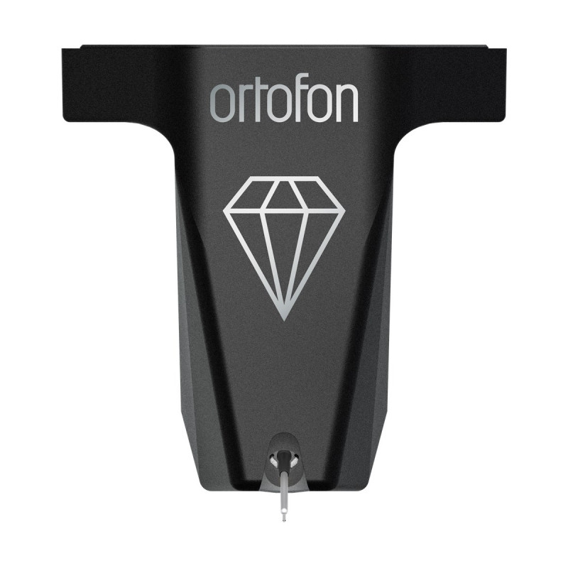 Ortofon MC X50, vista frontal con la aguja y el cantilever de boro
