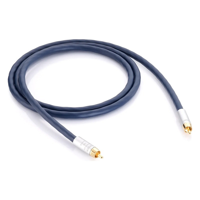 In-Akustik S25 Mono Sub, cable enrollado con los dos conectores RCA