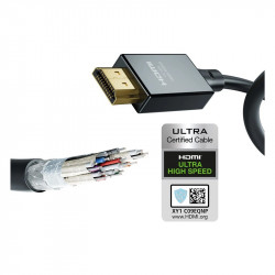 In-Akustik Star Ultra High Speed HDMI, corte del cable y etiqueta de certificación Ultra High Speed
