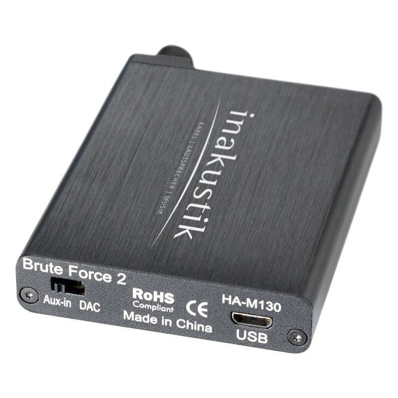 In-Akustik Premium Headphone Amp No. 1, base con el selector AUX/DAC y el conector USB