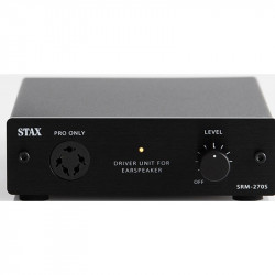 STAX SRM-270S, frontal, con la toma PRO de 5 pines y el mando de nivel