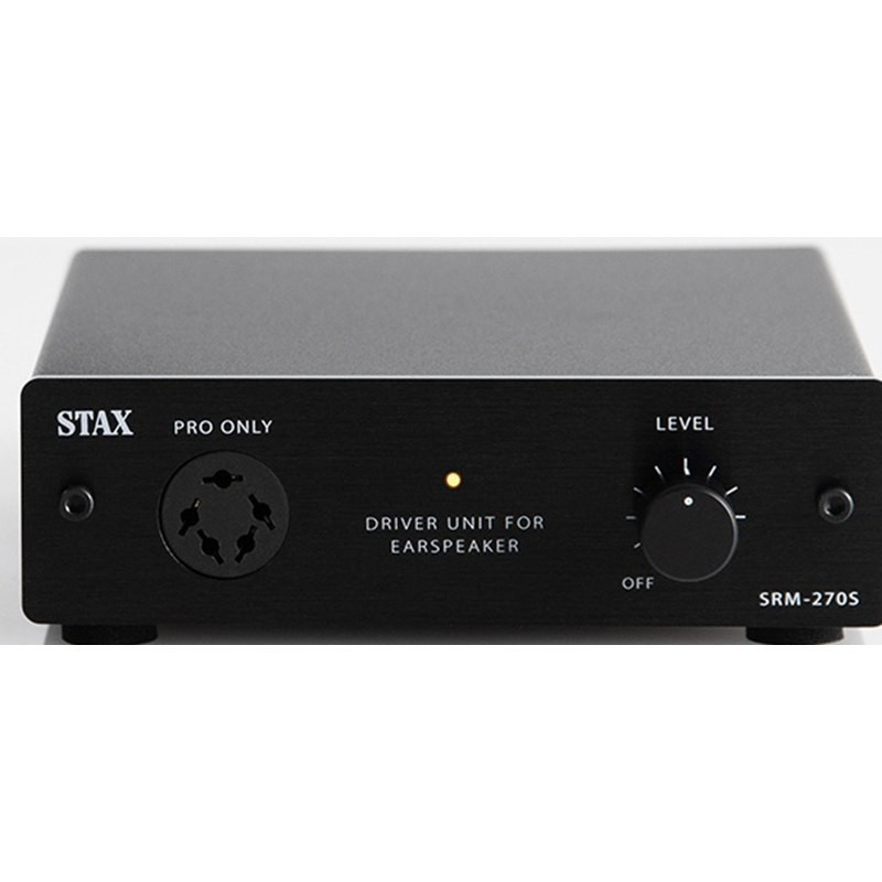 STAX SRM-270S, frontal, con la toma PRO de 5 pines y el mando de nivel