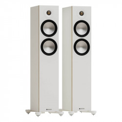 Monitor Audio Bronze 300 7G, pareja en 3/4 sin rejilla, blanco, blanco