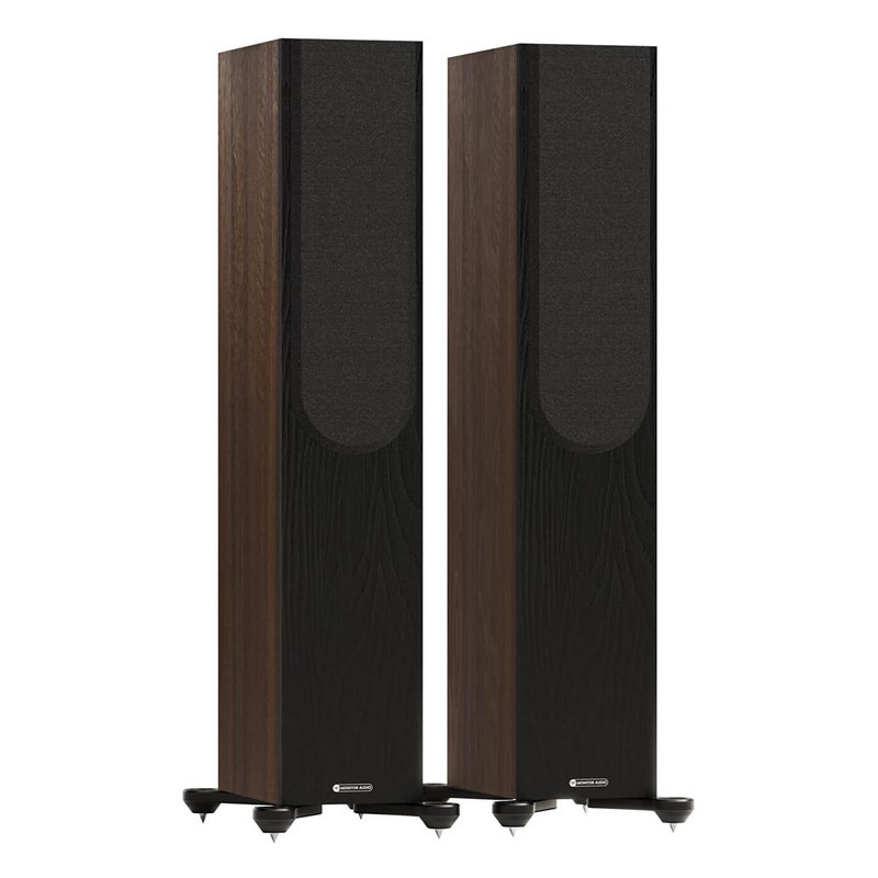 Monitor Audio Bronze 300 7G, pareja con y sin rejilla, nogal, nogal