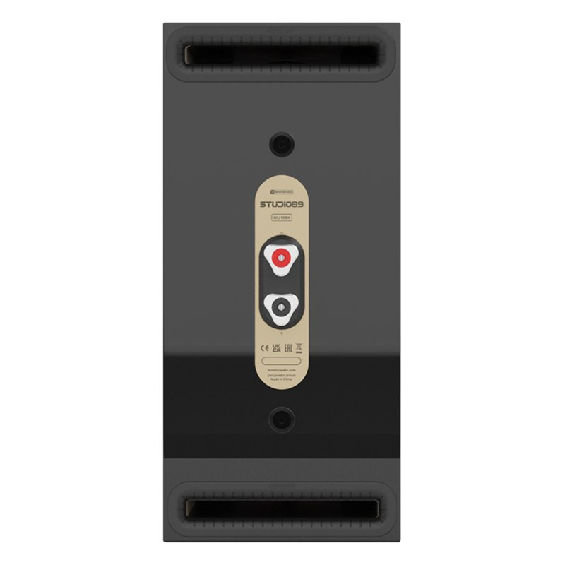 Monitor Audio Studio 89, trasera con dos puertos de ranura y bornes, negro brillante, negro brillante
