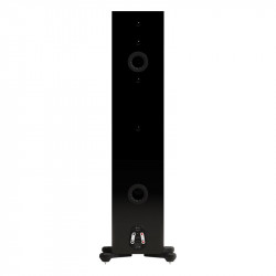 Monitor Audio Silver 500 8G, trasera con dos puertos, bornes dobles y patas con pinchos, negro brillante